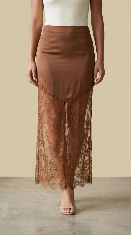 Lovesoft Satin Lace Patchwork Skirt AS8755-2017