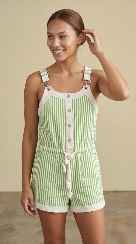 &Merci Green Stripe Romper | Women's Apparel | Jae's Place