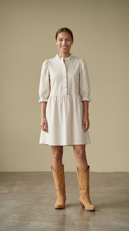 Rosa Clothing Puff Sleeve Striped Dress RCZY02307