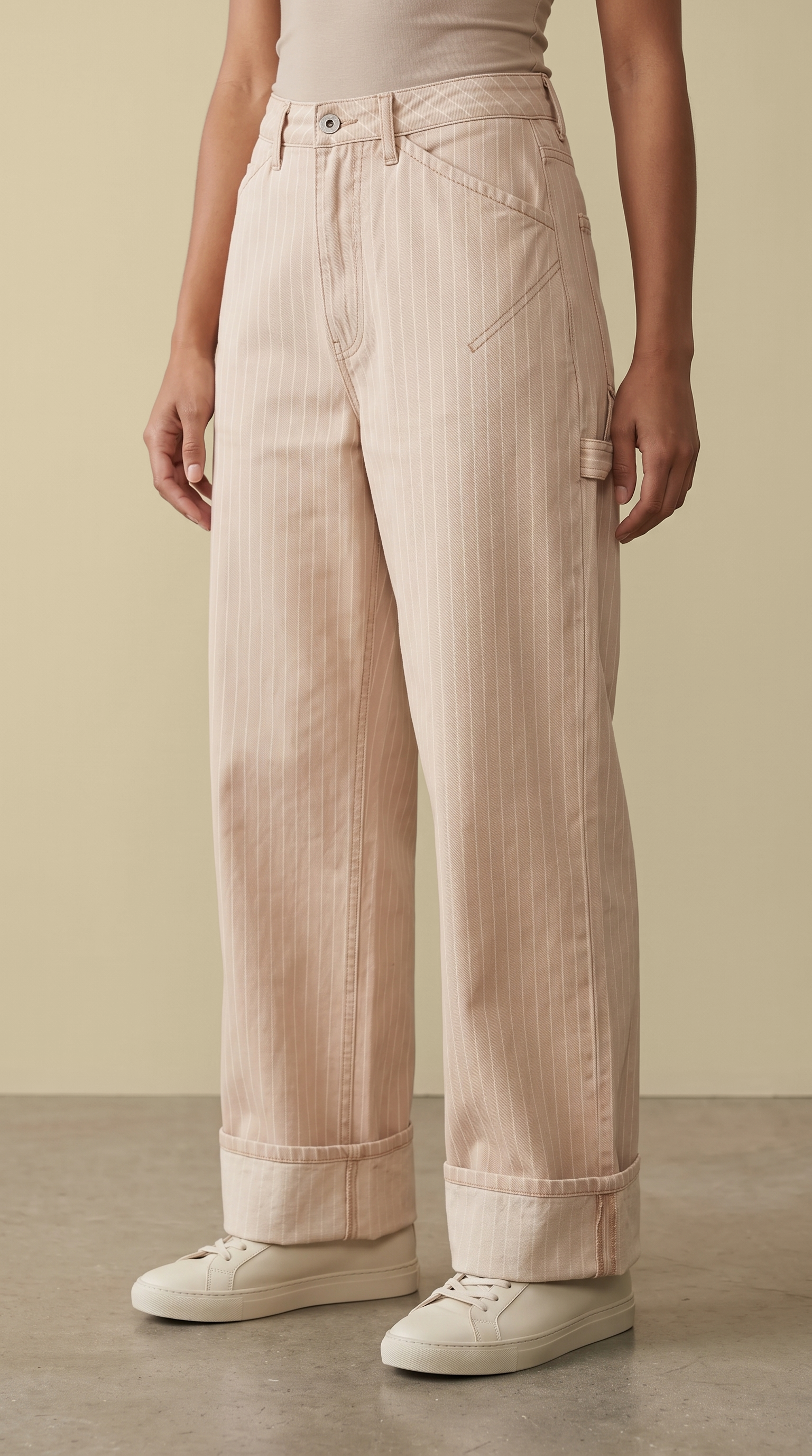 Striped Cuffed Hem Pant