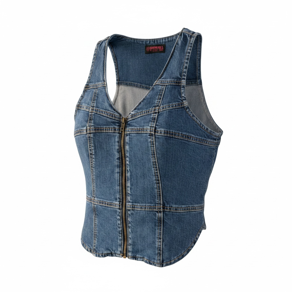 【goa】 Damage Design Denim Vest Showdown Motorcycle Lightweight Denim Vest – First MFG Co