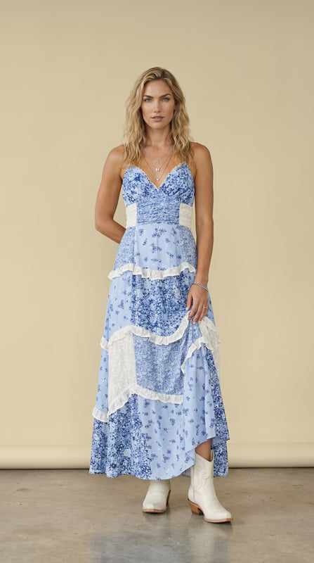 Floral Patchwork Sundress- Blue SAWC2507168