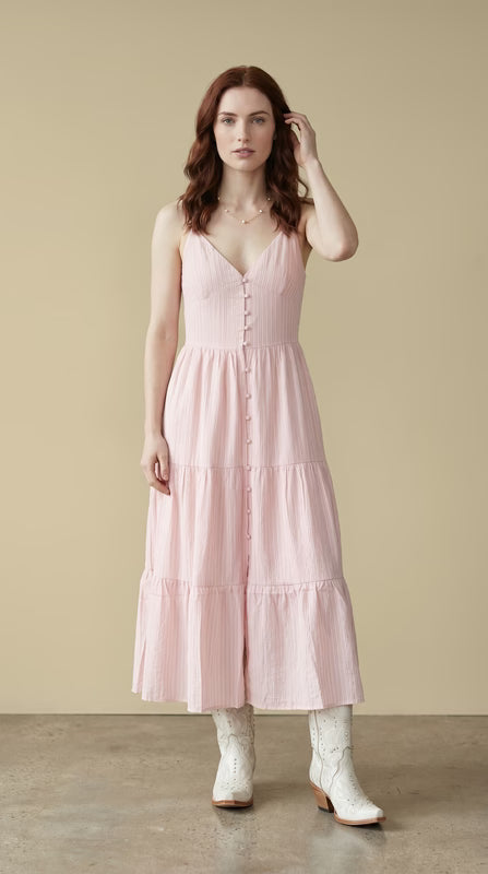 Sunday Editon Pink Tiered Maxi Dress- MD20989
