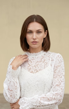 Ruffle Lace Long Sleeve- White