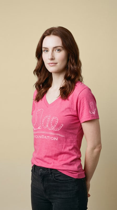 Jae Foundation Breast Cancer Awareness Boob-Check V-Neck Tee – Pink