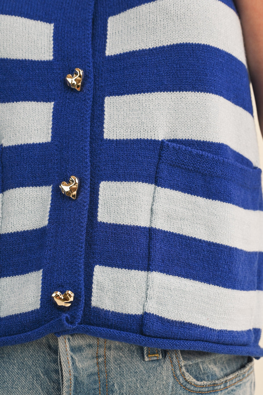 &Merci Striped Sweater Vest-Blue MSW11347