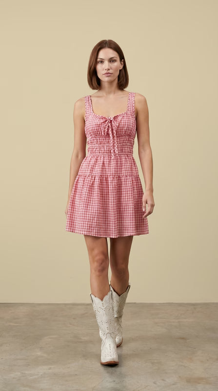 Red Gingham Tank Top Dress