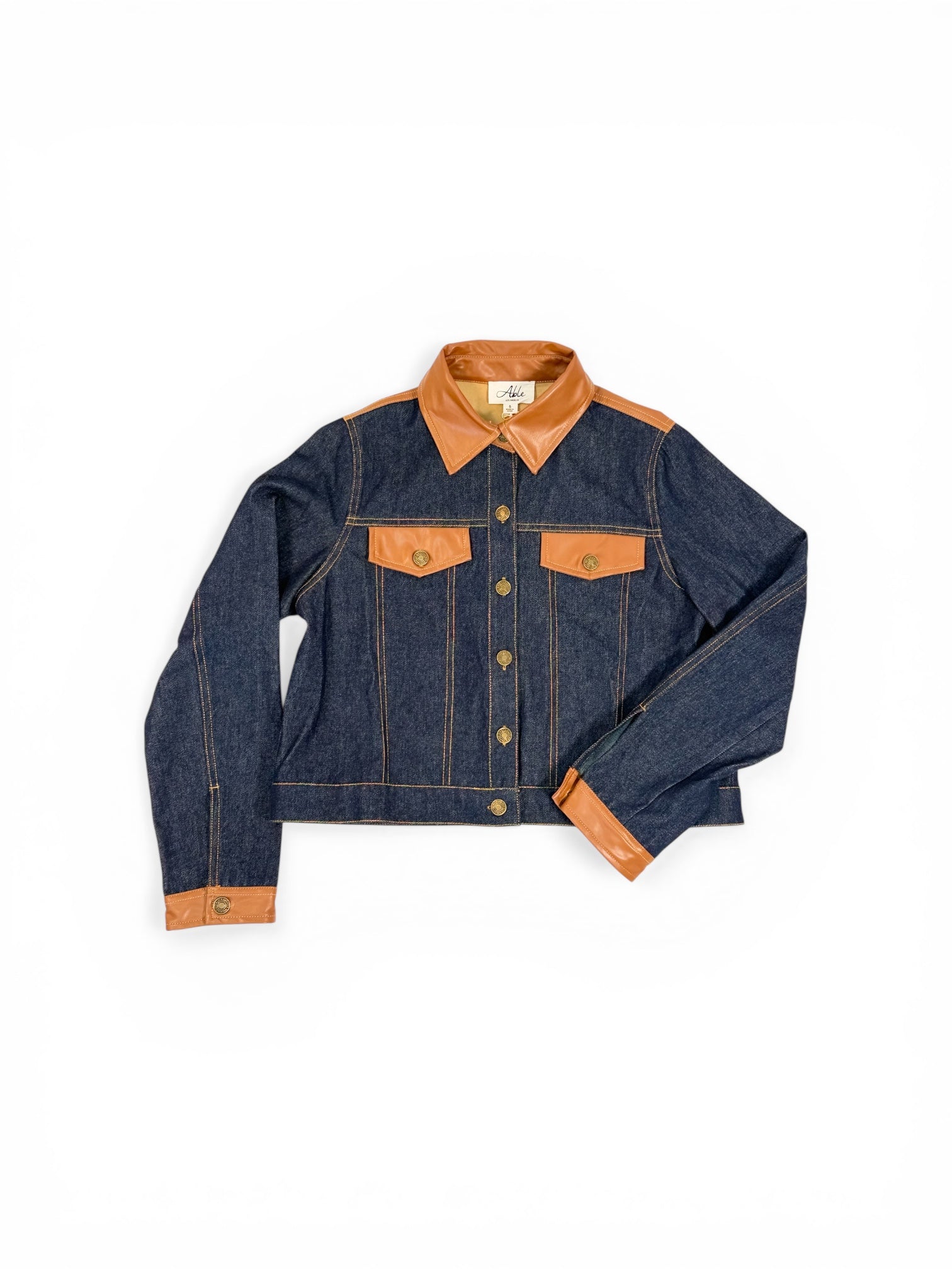 Denim Vegan Leather Jacket AT2458