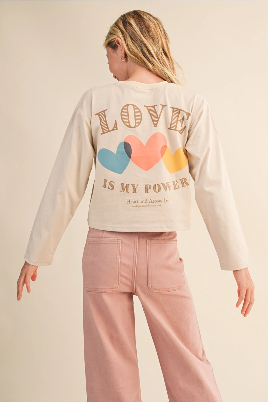 Heart & Arrow Girls' 'Love Is My Power' Cropped Top