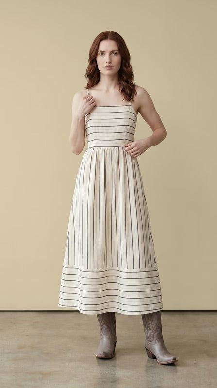 Rosa Clothing Dress Striped- Apricot- RCWJ04288