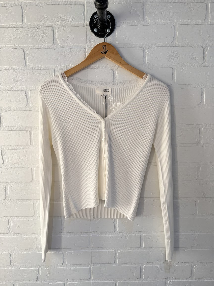 Sunday Edition Lace Cardigan - White-MWJ21149