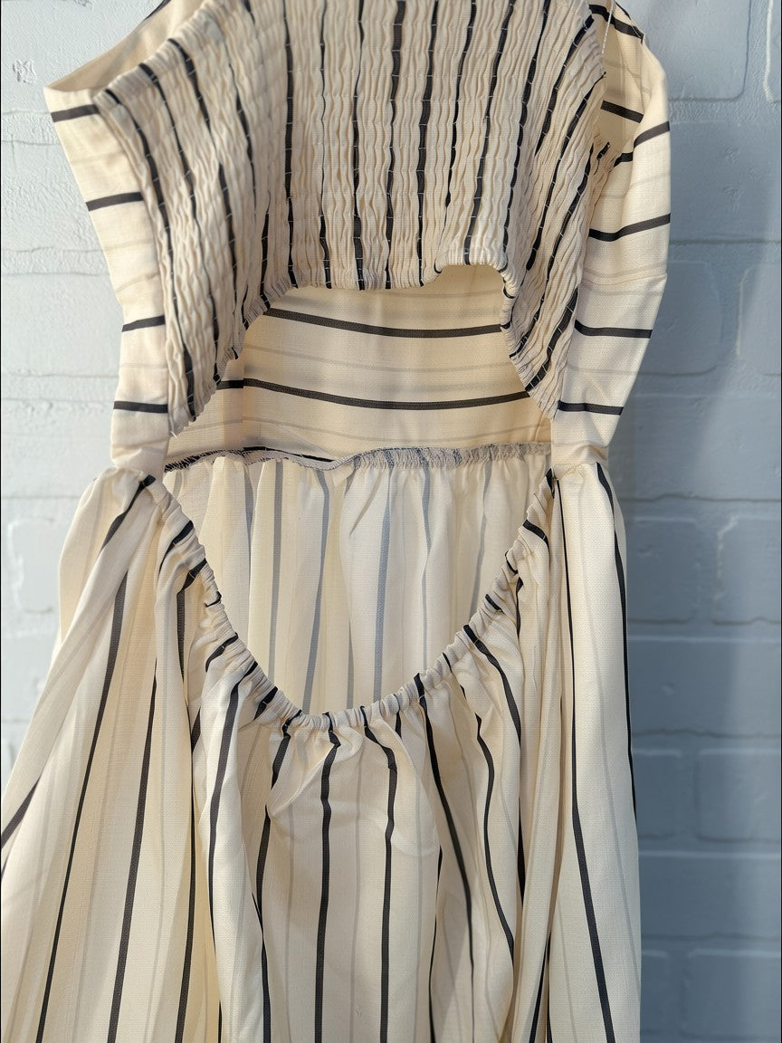 Rosa Clothing Dress Striped- Apricot- RCWJ04288