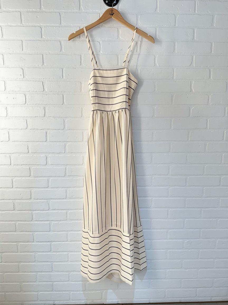 Rosa Clothing Dress Striped- Apricot- RCWJ04288