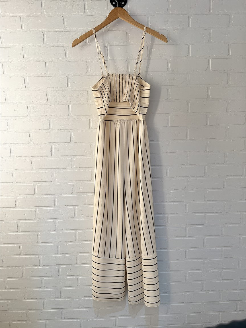 Rosa Clothing Dress Striped- Apricot- RCWJ04288