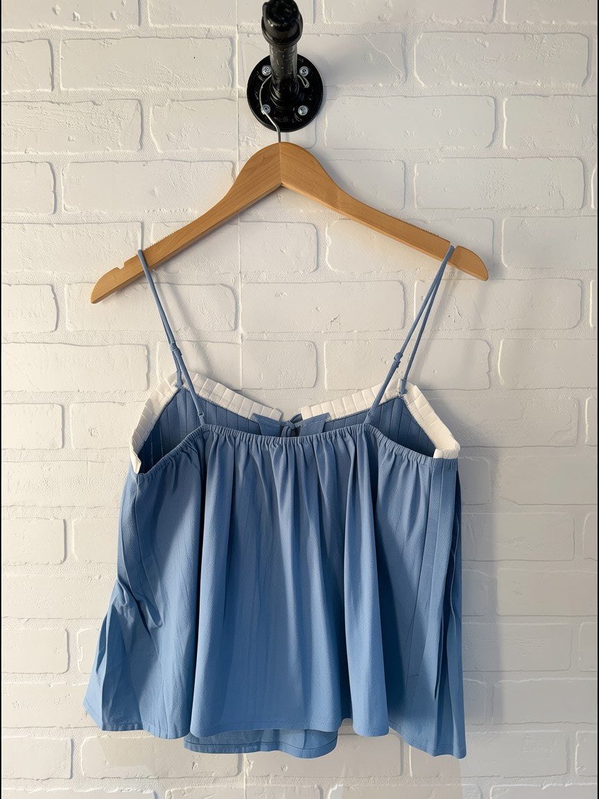 In February Pleated Blue Tank-J2993T