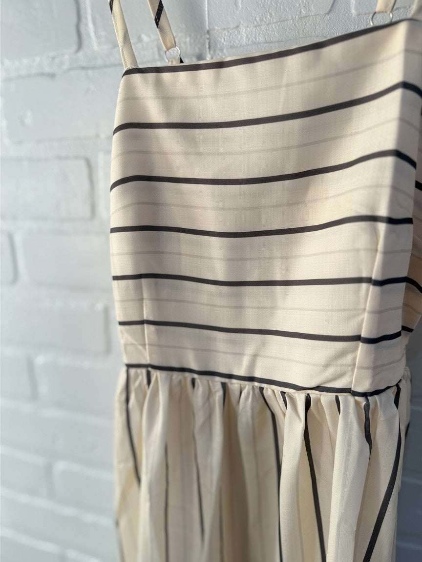 Rosa Clothing Dress Striped- Apricot- RCWJ04288