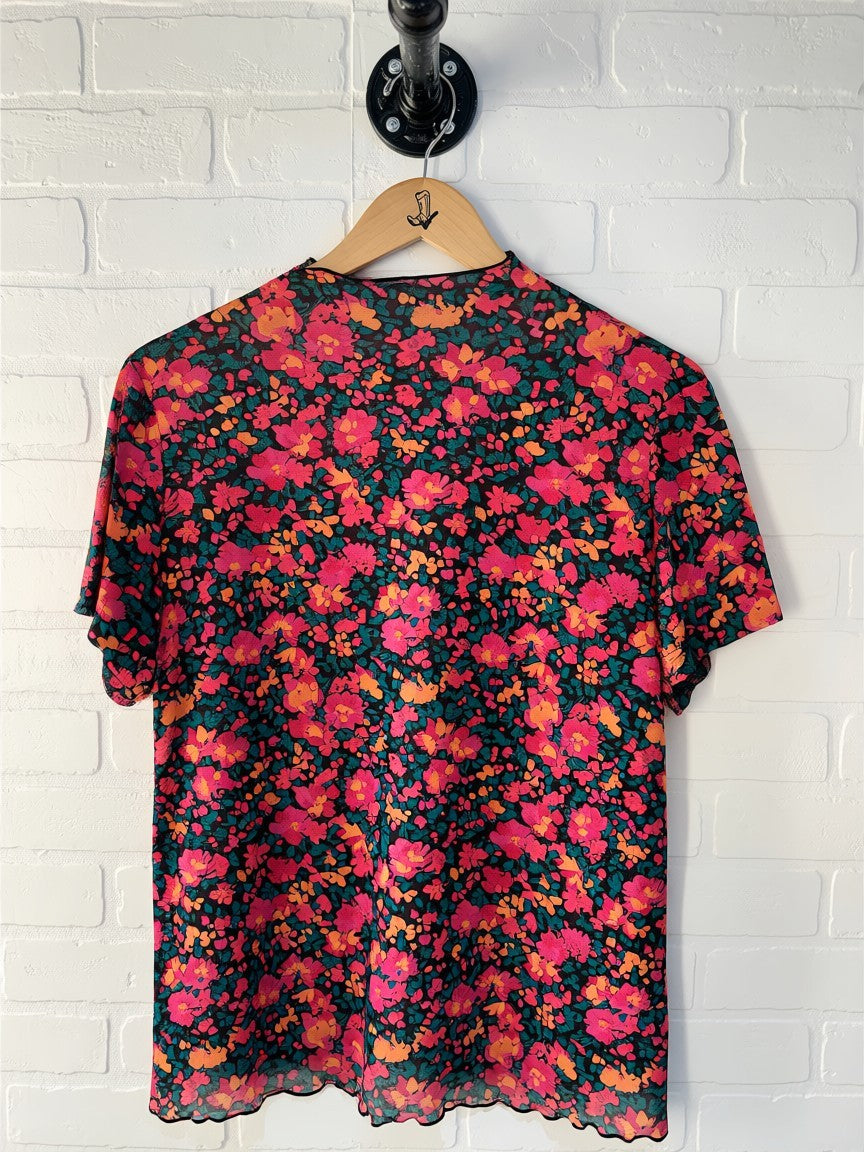 Retro Floral Mesh Top DISCO25136182-P620