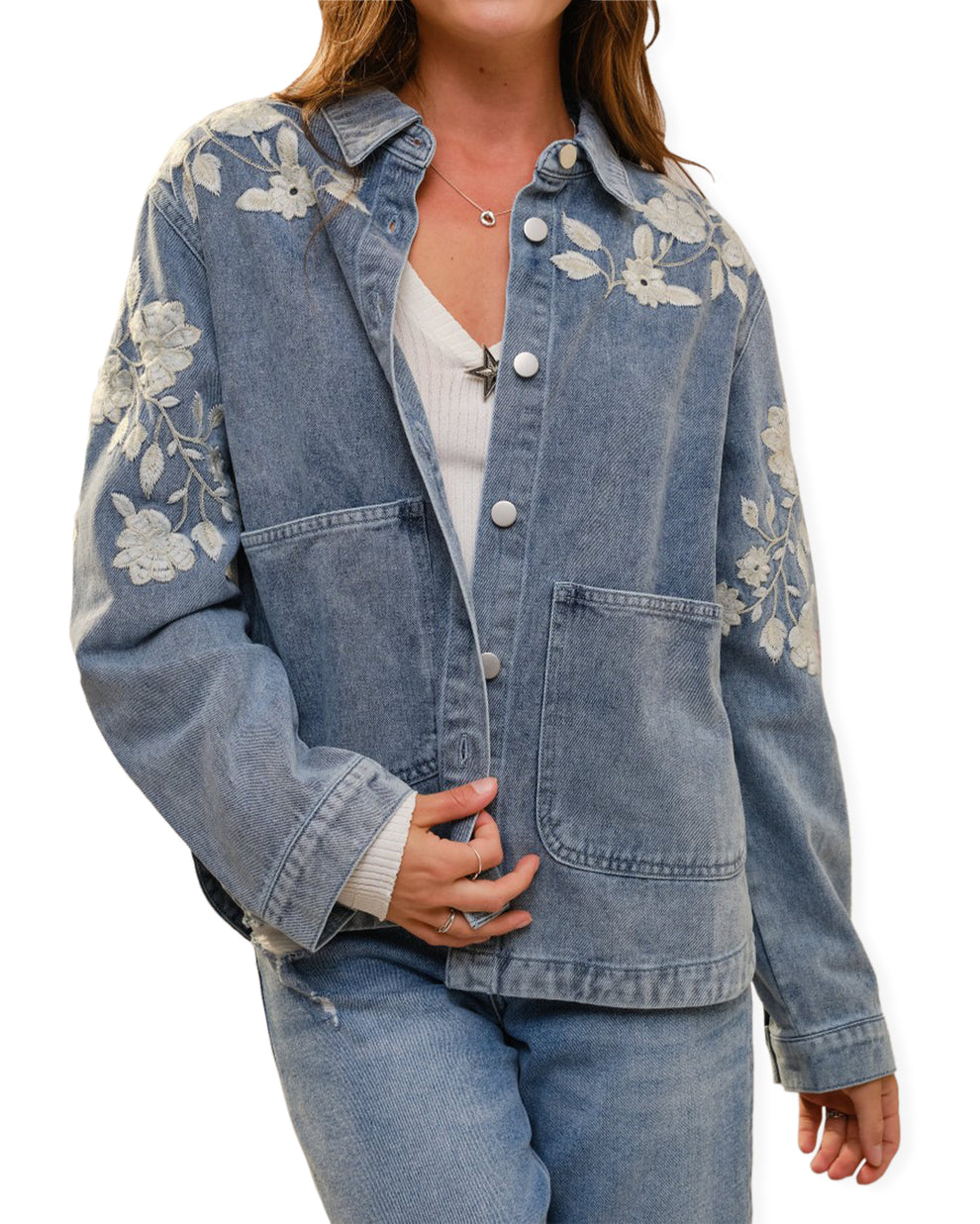 Denim Embroidered Jacket 91616J