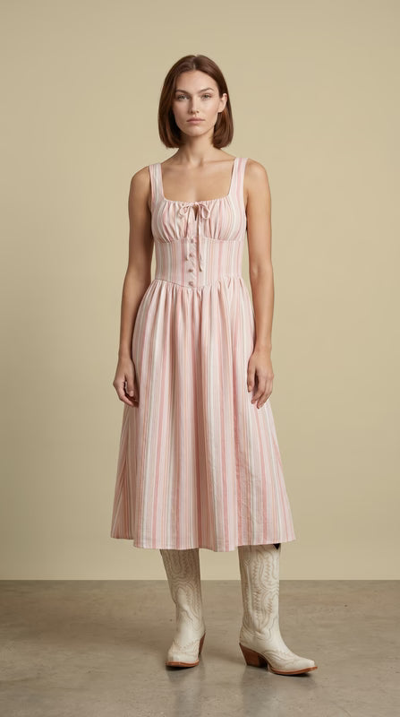 Sunday Edition Striped White/Orange Dress-ZD1423