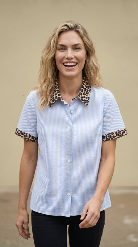 Leopard Striped Button Down DISCO2557522