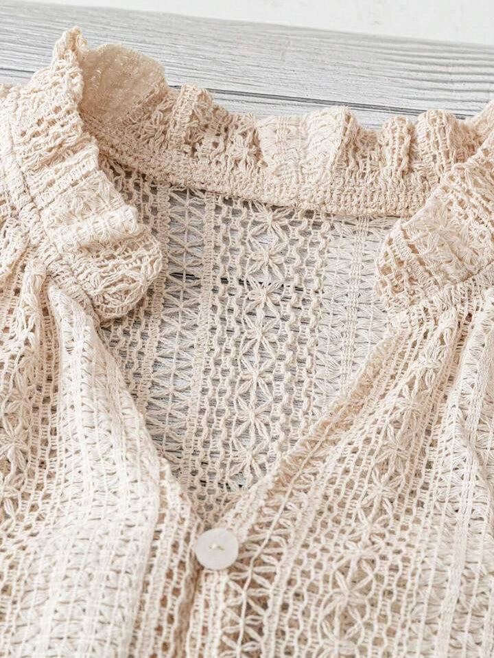 Woven Hollow Out Knit Top