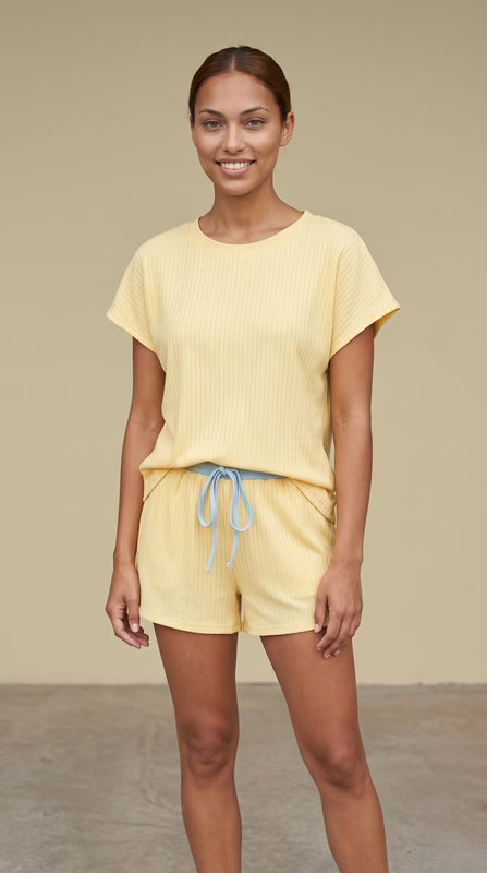 Little Daisy Closet Women's Yellow & Blue Colorblock Short Set