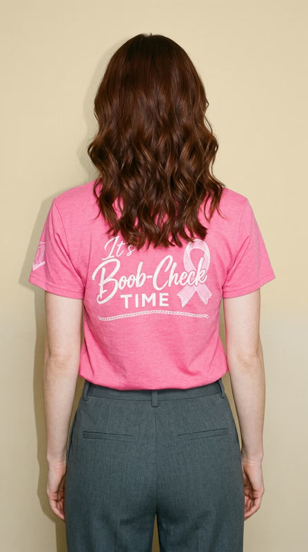 Jae Foundation Breast Cancer Awareness Boob-Check V-Neck Tee – Pink