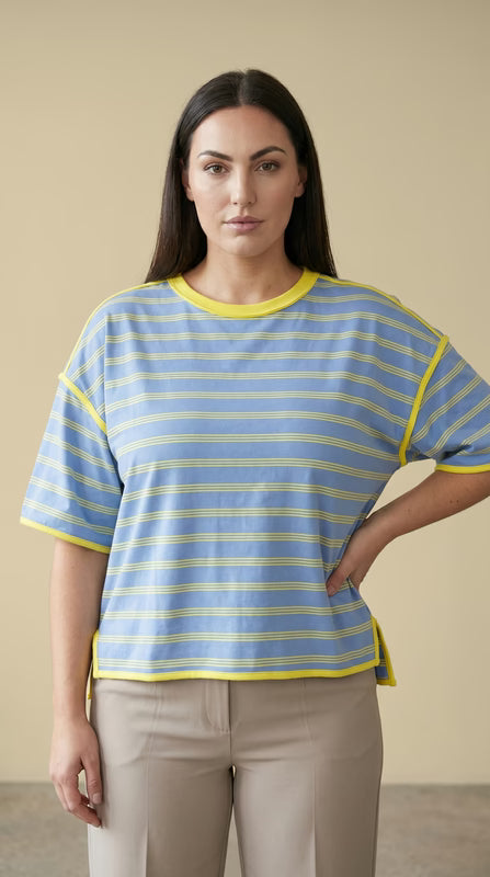 Oversized Stripe Top-Blue