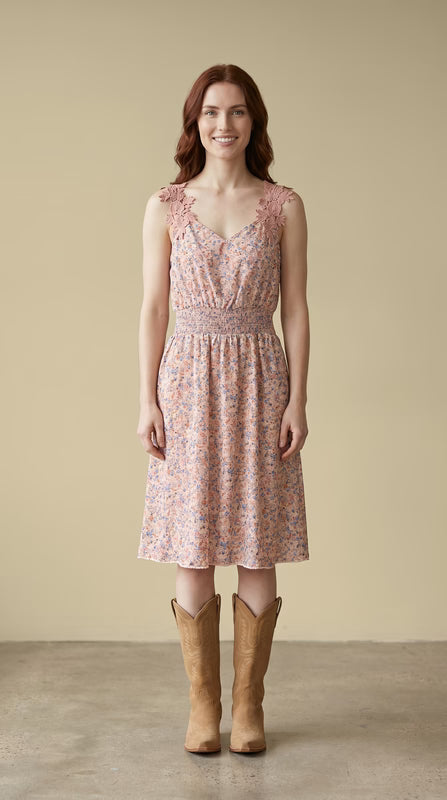 Floral Print with Crochet Strap