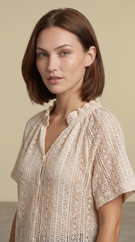Woven Hollow Out Knit Top