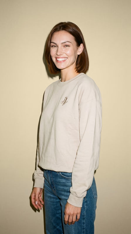 Boot Check Embroidered Crew Neck