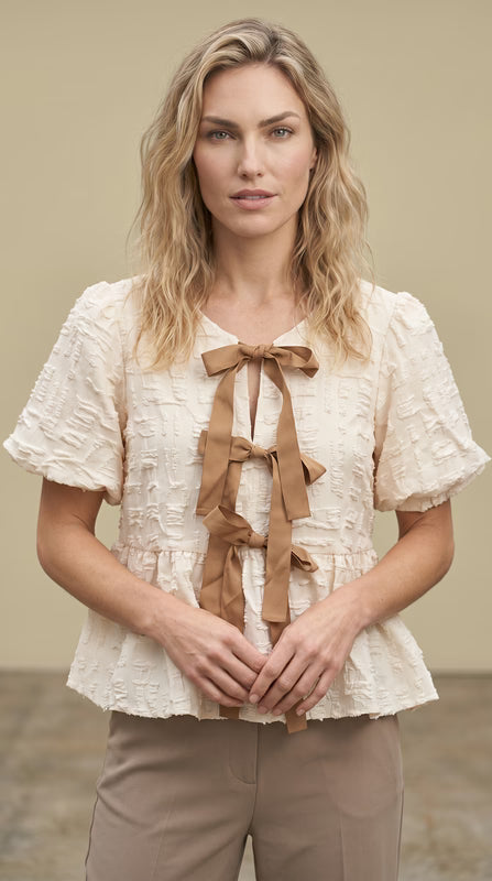 In February Bow Front Babydoll Blouse- E3269T
