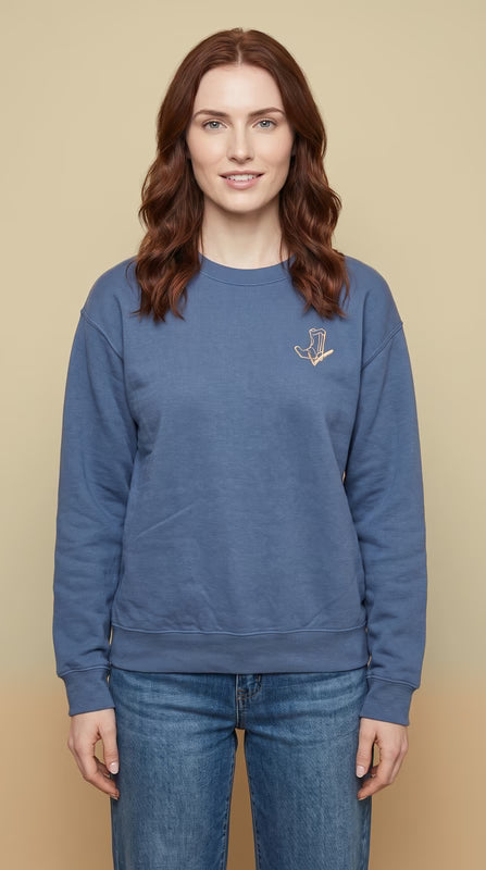 Boot Check Embroidered Crew Neck