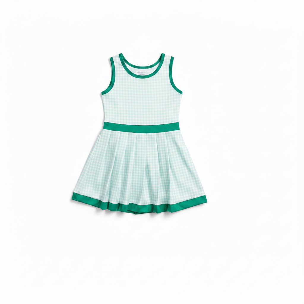 Oopsie Daisy Girls' Green Check Athletic Sport Dress