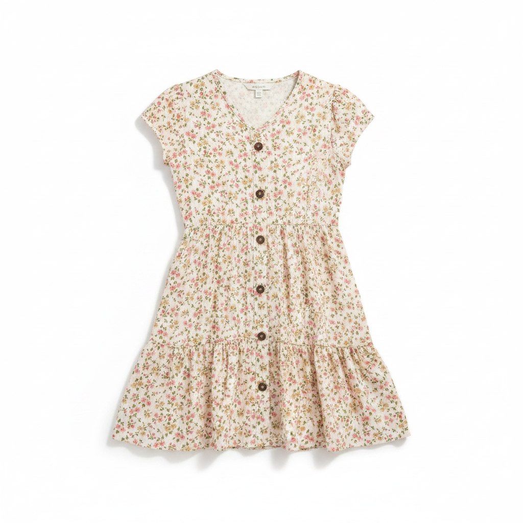 Heart & Arrow Girls Button Dress KD2505