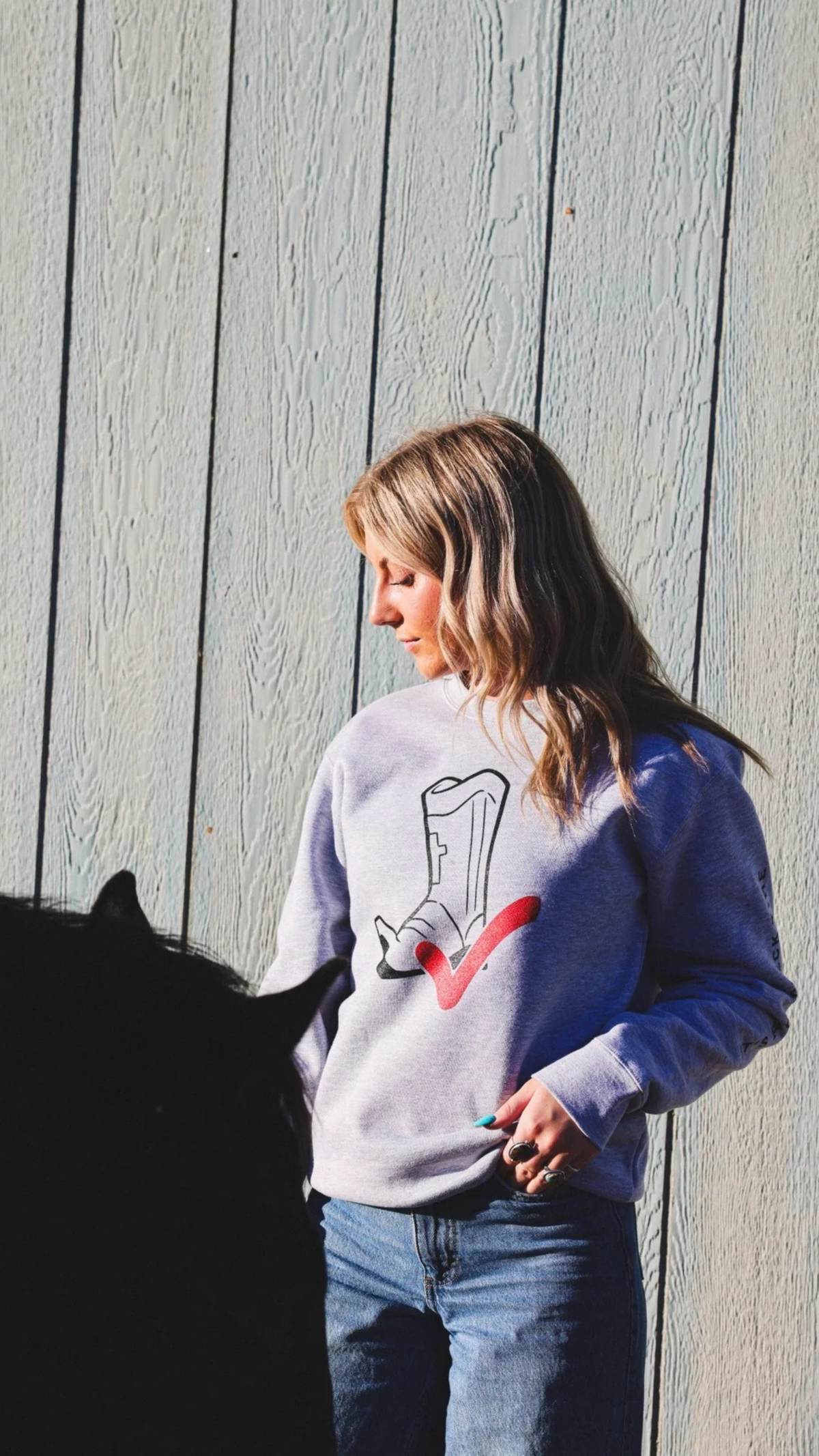 Heavyweight Boot-Check Crewneck Sweatshirt