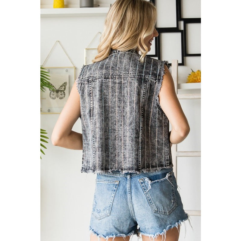 Veveret Rhinestone Vest VJ71468-B4