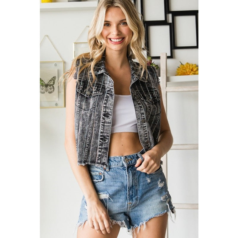 Veveret Rhinestone Vest VJ71468-B4
